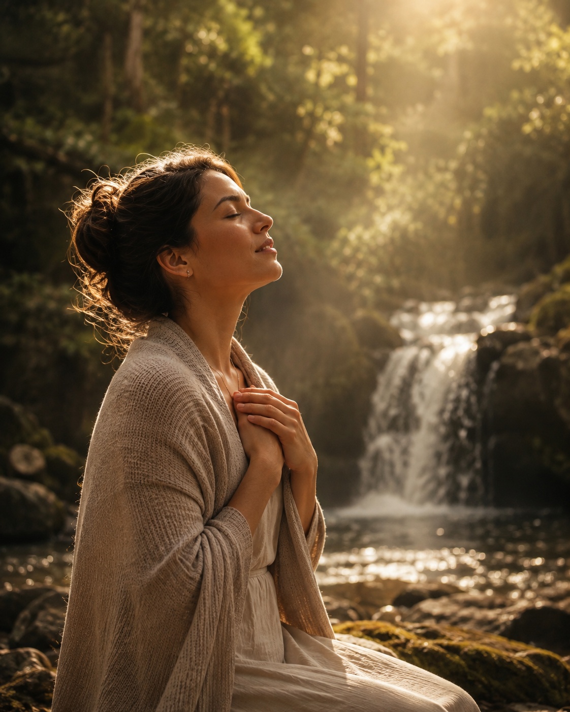 Persona en un momento de oración y paz